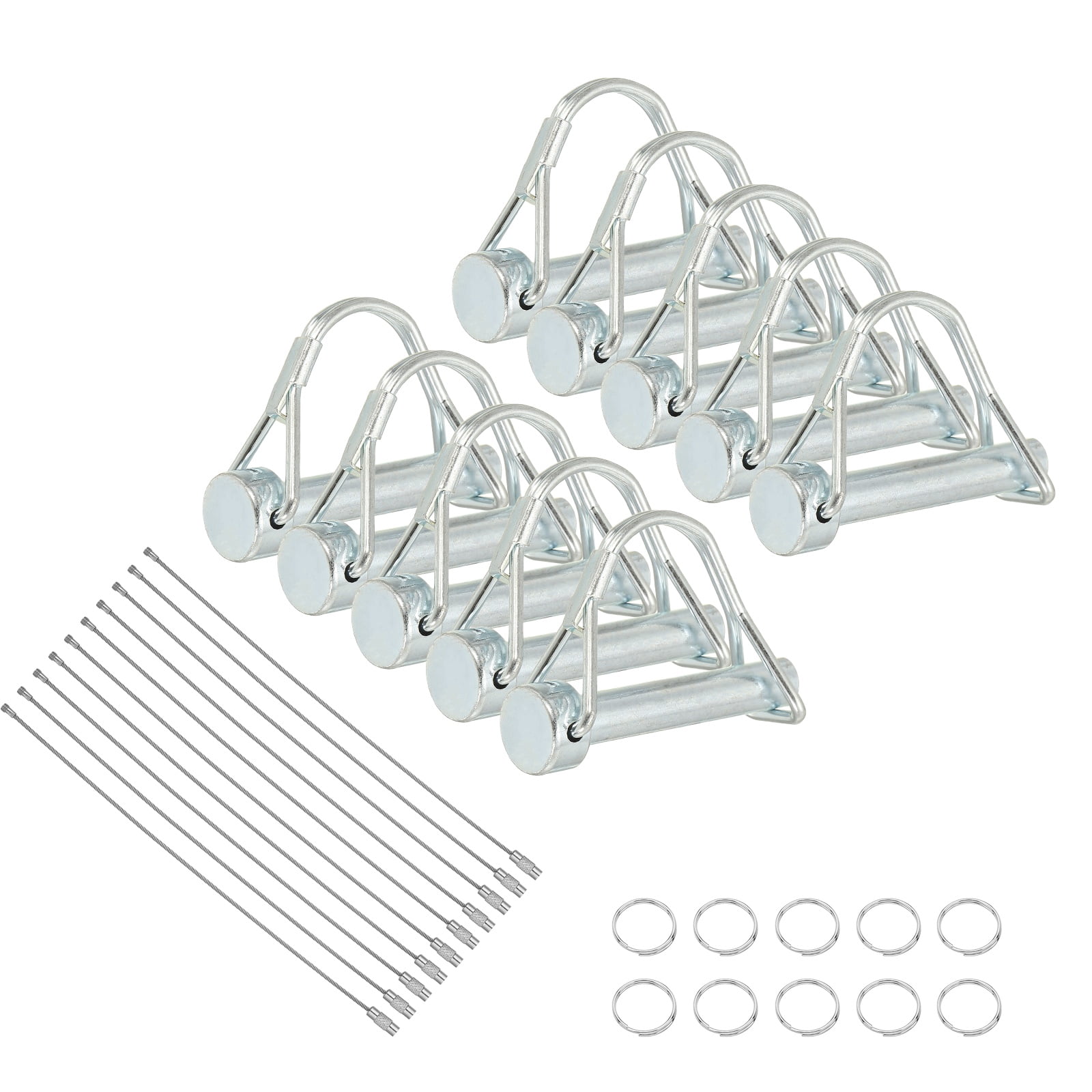 10Pcs Trailer Coupler Pin, 5/16" x 2-1/16" Trailer Hitch Locking Pin with Steel Quick Release Ring, Wire Shaft Locking Accessories for Farm Trailers Wagons Towing