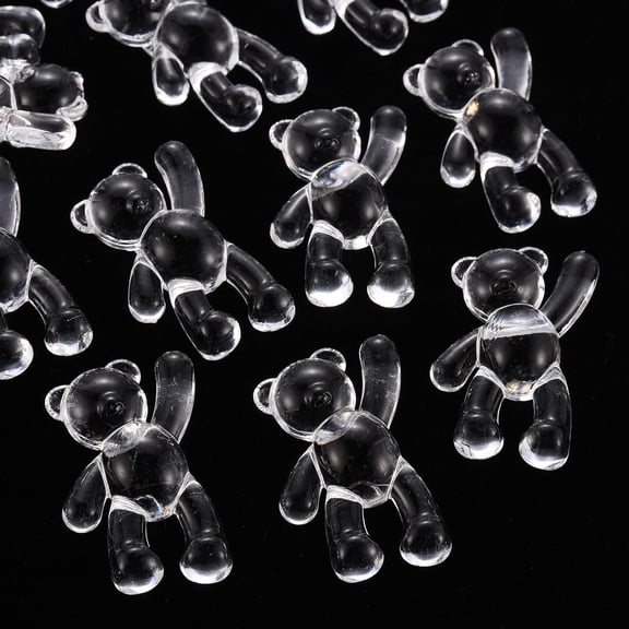 10Pcs Transparent Acrylic Bear Beads Bear Pendants Charms Clear Pendant Necklace Acrylic Pendant Decoration