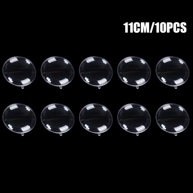 10Pcs Transparent Flat Ball Plastic Clear Baubles Open Ball Christmas