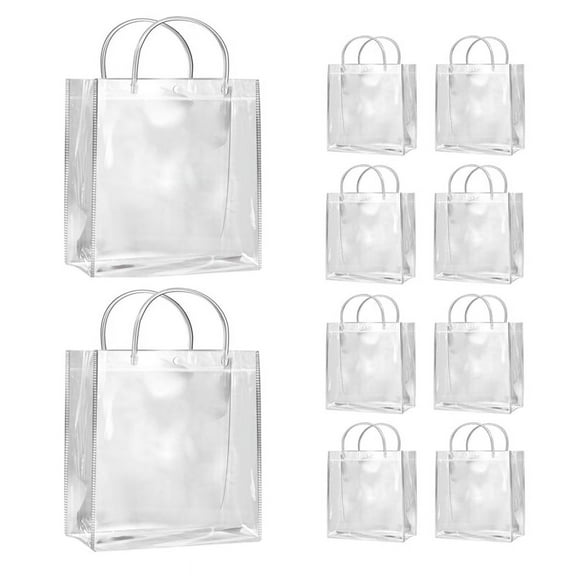10Pcs Transparent Gift Bags with Handles Waterproof PVC Shopping Bags for Jewelry Candy Perfume Wedding