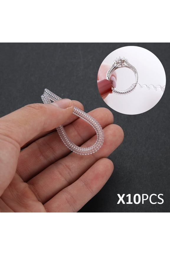 10Pcs Transparent Ring Size Adjuster Guard Tightener Resizer Jewelry Sizing Tool Set for Loose Rings (4.5mm / 0.177 inches)