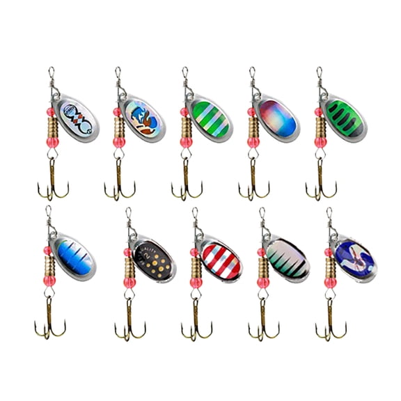 10Pcs Trout Fishing Spoons Lures Fishing Spinner Metal Hard Baits with Treble Hook Sequins Baits Crankbaits Easy to Use
