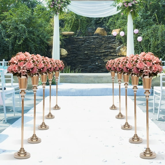 10Pcs Trumpet Vase Wedding Centerpiece Flower Stand Metal Vintage Flowers Decor