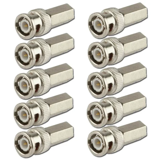 10Pcs Twist On Bnc Male Rg59 Cable Connector Adapter For Cctv Security Cameras