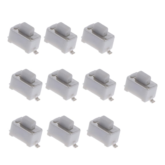 10Pcs Two Pin Patches Button Switches Tact Switches Push Button Replacement Resetting Type Microswitch White Button