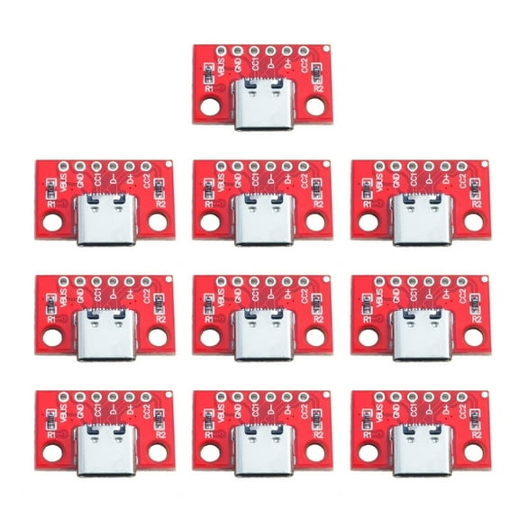 10Pcs Type C Female Test Board USB 3.1 PCB Board 16P to 2.54mm Connector Socket High Current Power Adapter Module