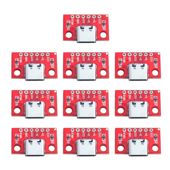 10Pcs Type C Female Test Board USB 3.1 PCB Board 16P to 2.54mm Connectors Socket High Current Power Adapters Module