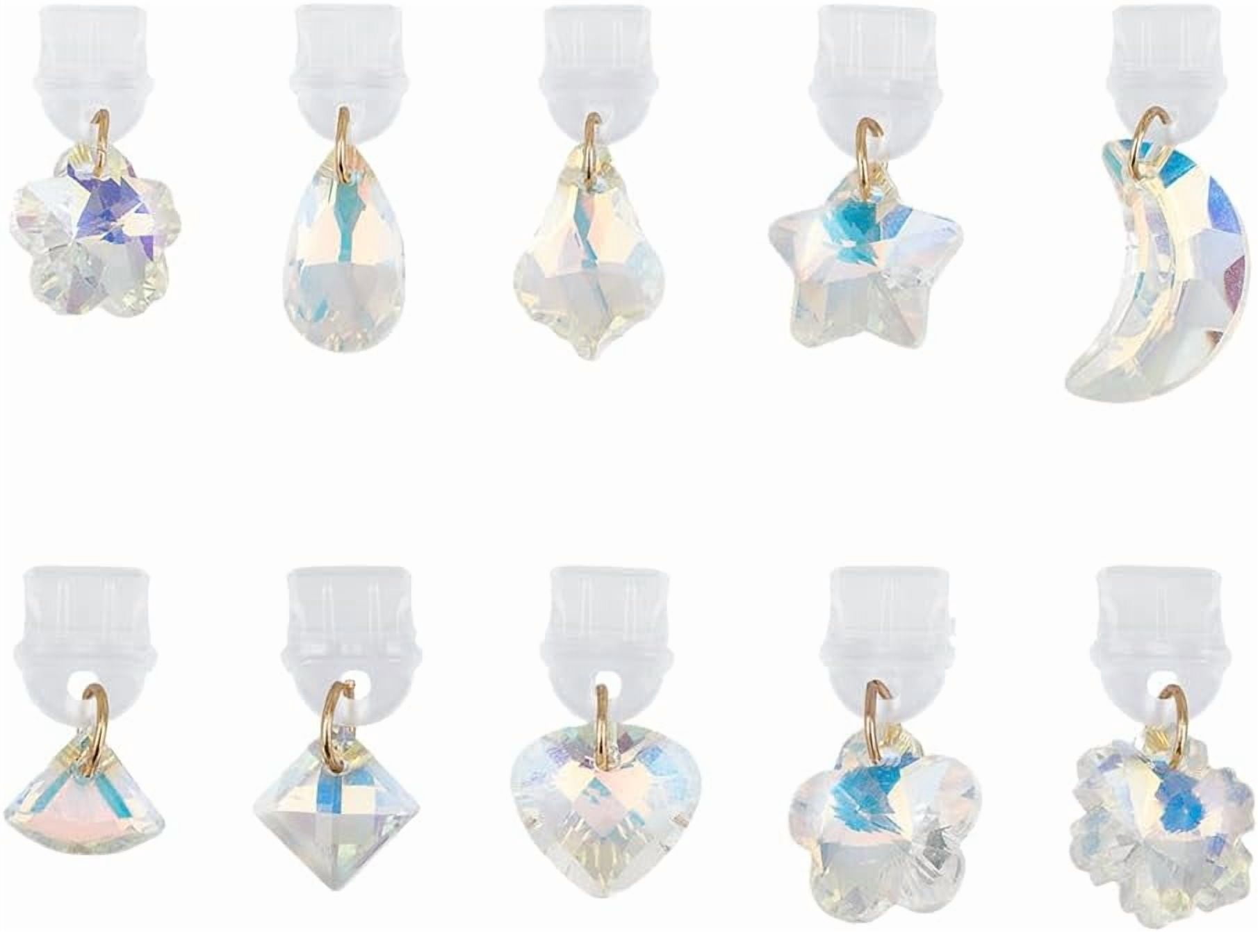 10Pcs Type-C USB Port Dust Plugs with Glass Pendants 0.8~1.2 Inch Clear ...