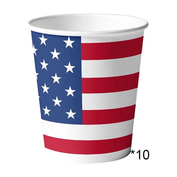 10Pcs USA Independence Day Themed Paper Cups, Patriotic Flag Design Disposable Party Cups, for Holiday Celebrations Beverage Serving and Festive Drinkware