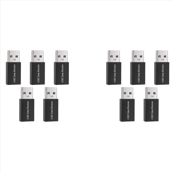 10Pcs USB Data Blocker,Charge-Only USB Blocker Adapter for Blocking Data Sync, Against Juice Jacking Black,10 x USB Data Blocker,black