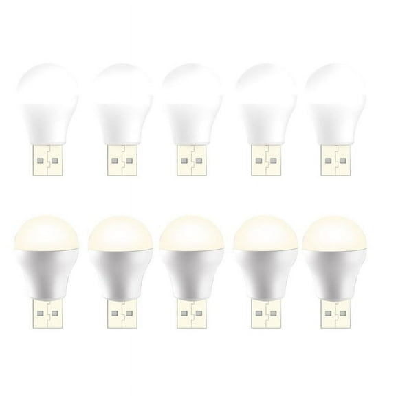 10Pcs USB Plug Lamp Mini LED Night Light Power Bank Charging USB Book Lights Round Reading Eye Protection Lamp