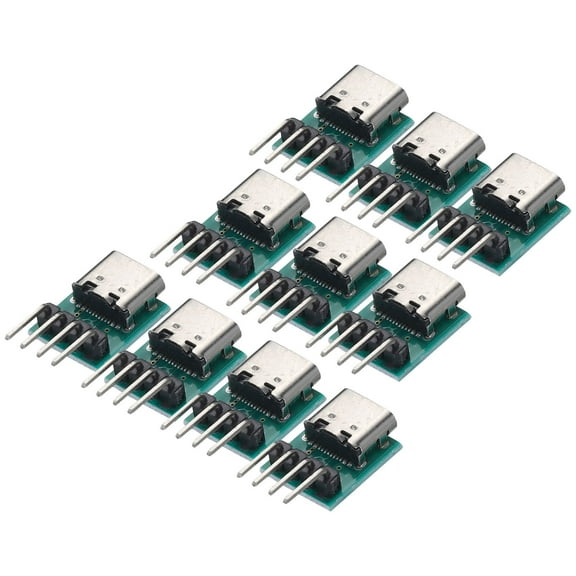 10Pcs USB3.1 Type C Female Test Board with 4Pin PCB Board with Angled Pin Header for DIY Electronic Products