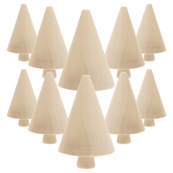 Wooden Trees for Crafts Unfinished Paintable Figurines for Decoration Beige Color Small Size