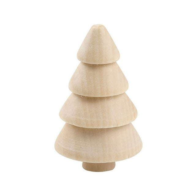10Pcs Unfinished Wood Christmas Trees DIY Natural Wooden Xmas Tree