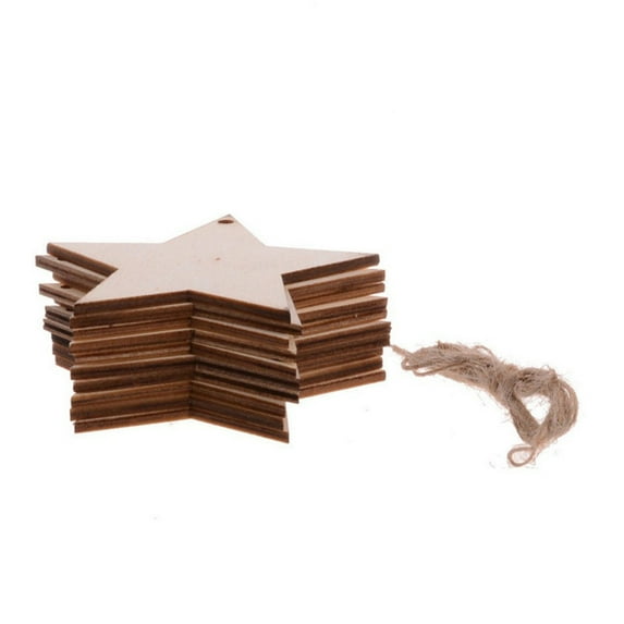 10Pcs Unfinished Wooden Ornaments Christmas Wood Ornaments Hanging Embellishments Crafts Hand-painted Ornament for DIY Christmas Hanging Holiday Decor Children Present