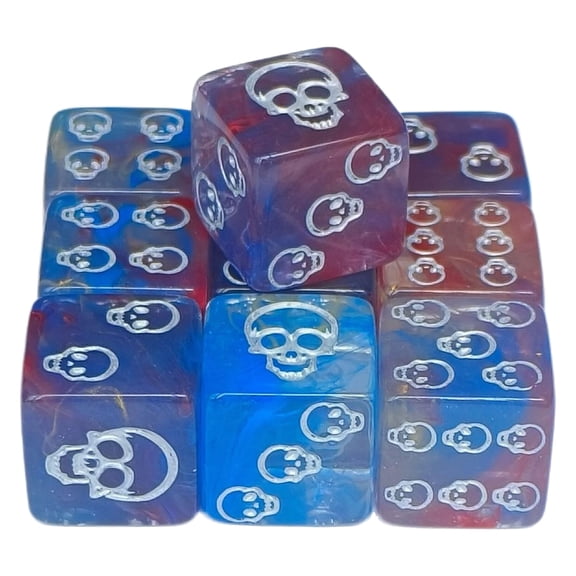 10Pcs Unique Acrylic Skull Pattern Dices Round Corner Role Playing Dices 6 Sided Table Game Dices Smooth Surfaces