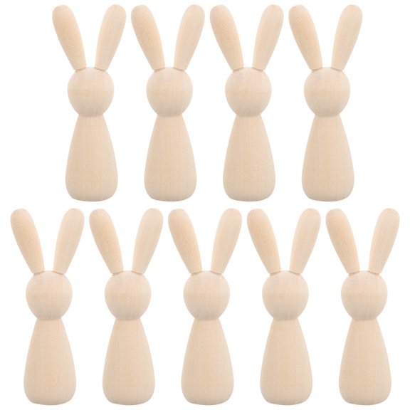 LEDMOMO 10Pcs Unfinished Peg Dolls Wooden Handmade Graffiti Toys Beige Simple Design Puppet Decoration