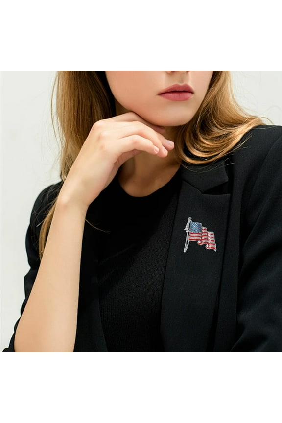 10Pcs Usa Flag Brooch Pin! Yannianjz Independence Day Patriotic Jewelry, Enamel Crystal Waving USA Flag Corsage Brooch Pin, Lapel Pin for Clothes Scarf Bag Hat, Patriotic Gifts for Men Women