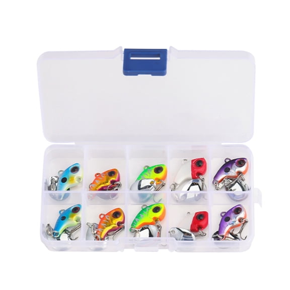 10Pcs VIB Baits Sinking Lures Fishing Lures Trout Walleye Jigging Baits Fishing Tackle Fishing Spoon with Treble Hook