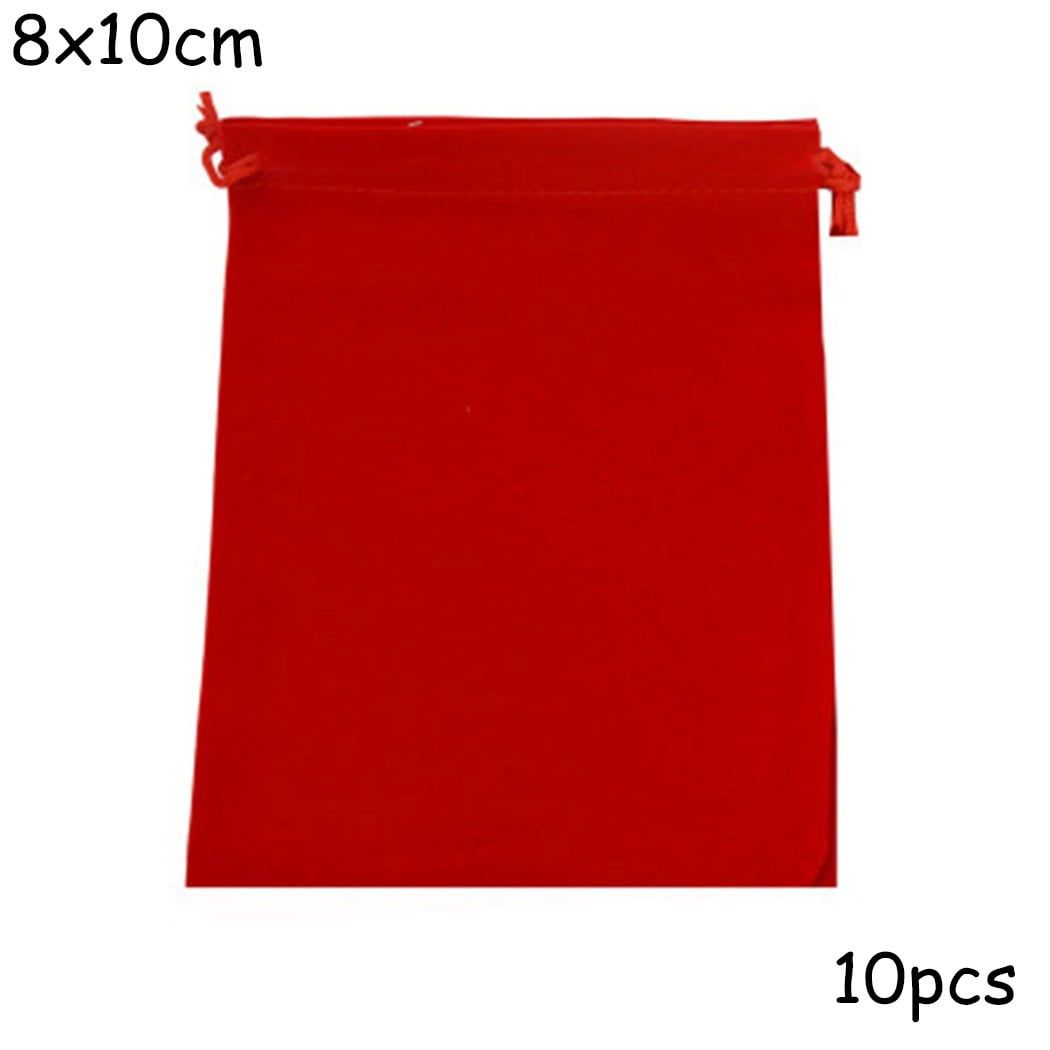 10Pcs Velvet Bags Red Velvet Gift Bags with Drawstring, Jewelry Favor