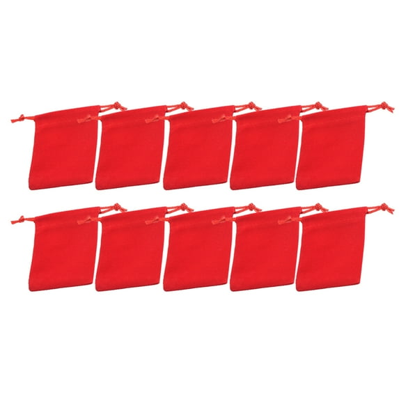 10Pcs Velvet Xmas Jewelry Bags Drawstring Pouch Wedding Party Bags Candy Red