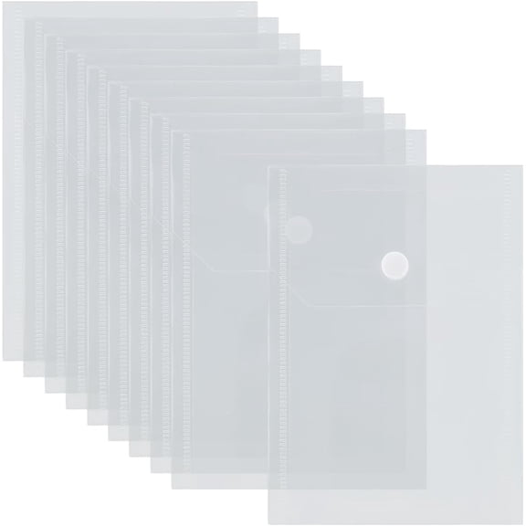 10Pcs Vertical Plastic Envelopes with Snap Closure Reusable Stamp Storage Pockets Small Waterproof Clear Envelope Pouch as Sticker