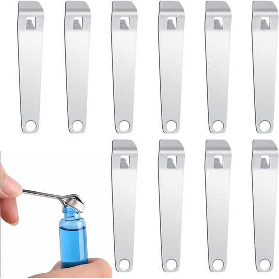 10Pcs Vial Decapper Opener Phial Cap Remover Stainless Steel Mini Bottle Opener Oral Liquid Cap Lifter Beer Drink Canned Beverages Medicine Bottle Seal Openers for Kitchen Utensils Bar Tools