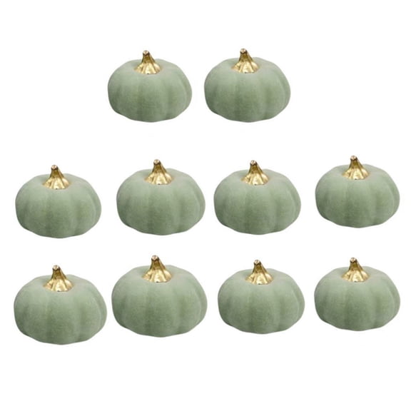 10Pcs Vintage Green Foam Pumpkins Artificial Pumpkins for Harvest Festival Halloween Wedding Decoration Basket Display
