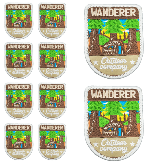 10Pcs Wanderer Outdoor Company Forest Camping Nature Scene Embroidered  Patch with Hook and Loop Backing, Applique Badge for Vests, Jackets, Backpacks, and Clothing