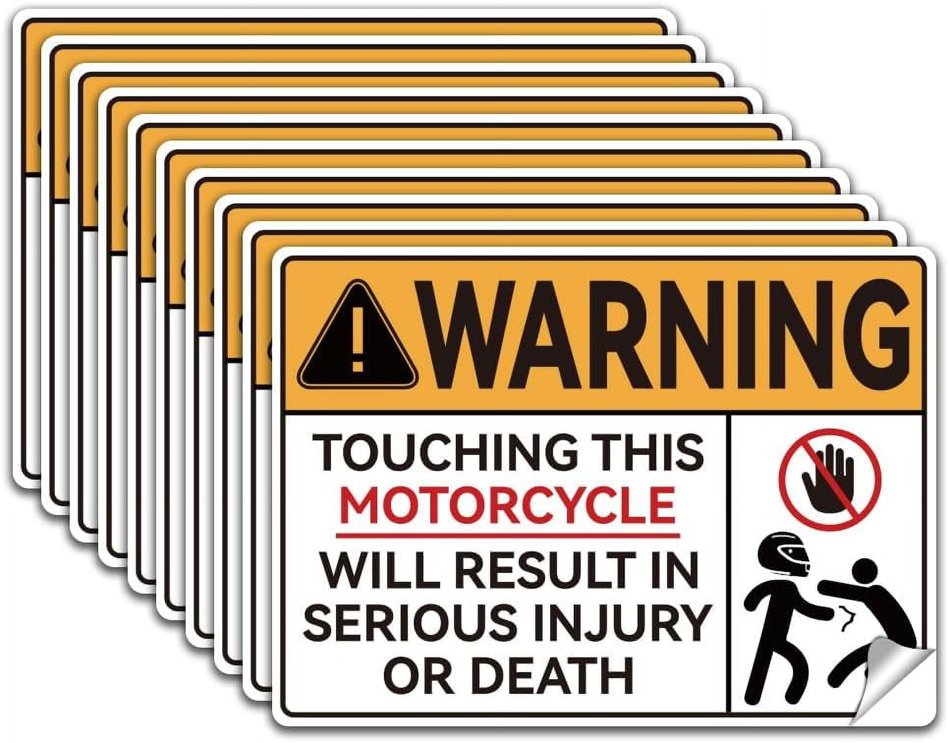 10Pcs Warning Touching This Motorcycle Sign Sticker PVC Waterproof ...
