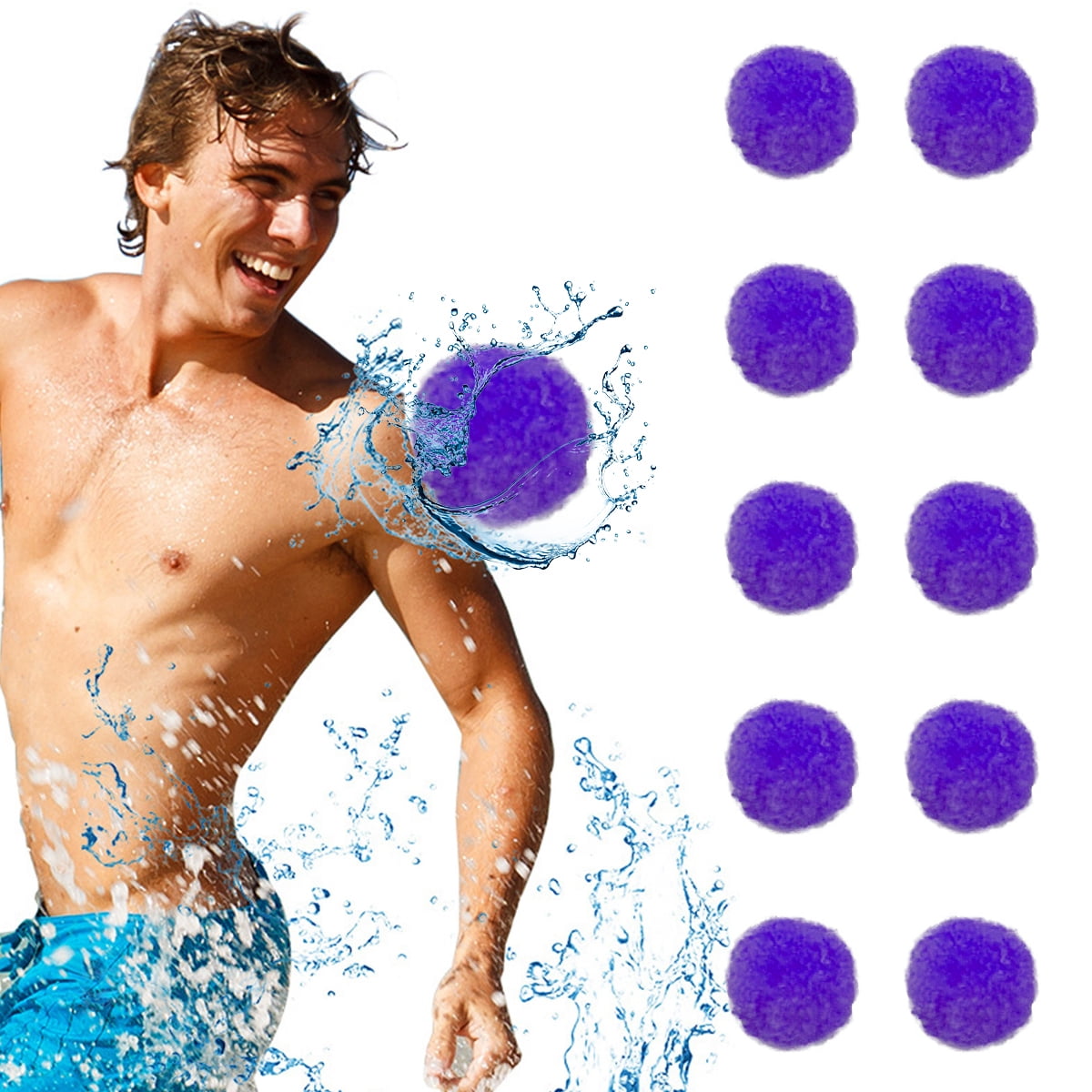 10Pcs Water Balls Reusable Water Soaker Balls Soft Fiber Soaker Bomb