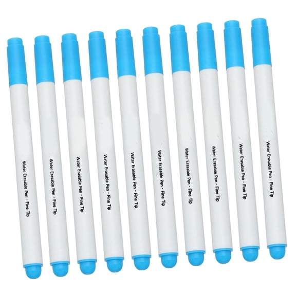 10Pcs Water Erasable Fabric Marker 1.0mm Broad Tip Water Soluble Fabric Marking Pen for Clothing Tailoring Sewing