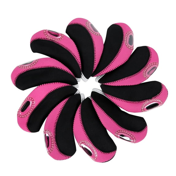 10Pcs Waterproof Golf Iron Headcovers Set, Golf Club Head Covers Protector, Men Women Guard Fits All Brands Viewable Window Golf Accessories Pink