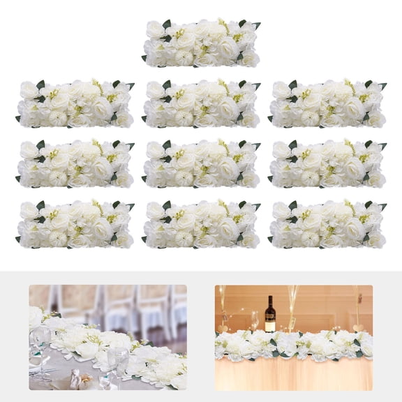 10Pcs Wedding Dining Table Centerpieces Artificial Silk Rose Flower White 52*28cm