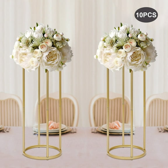 10Pcs Wedding Flower Stand for Centerpieces Gold Tall Metal Column Vases Pedestal Stand