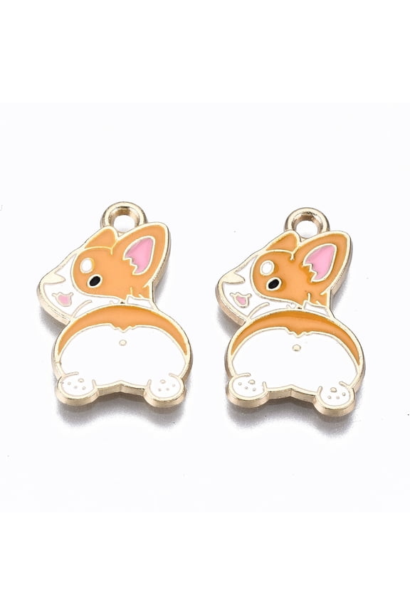 10Pcs Welsh Corgi Jewelry Making Charms Alloy Enamel Pendants