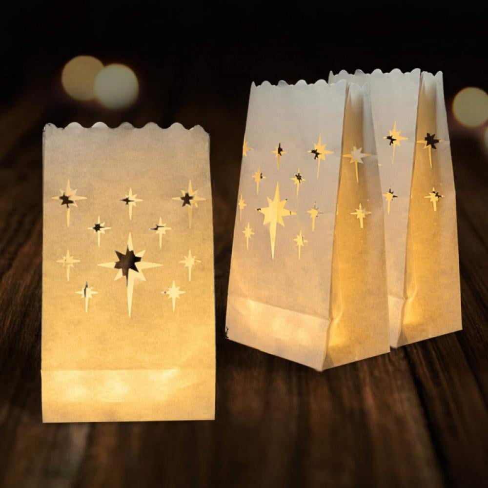 MECCANIXITY White Paper Luminary Bags - "I Love You" Flame Resistant Bags For Weddings, Proposals, Parties (8 Pack)