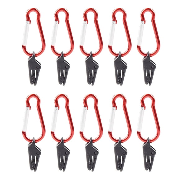 10Pcs Wind proof Tarpaulin Alligators Clip Tighten Lock Grip with Carabiner Outdoor Camping Tent Clip Awning Tarp Clamps