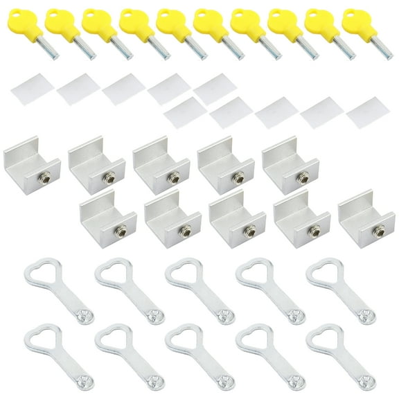 10Pcs Window Security Lock with Key Adjustable Sliding Window Stops Aluminum Alloy Window Stoppers Easily Install