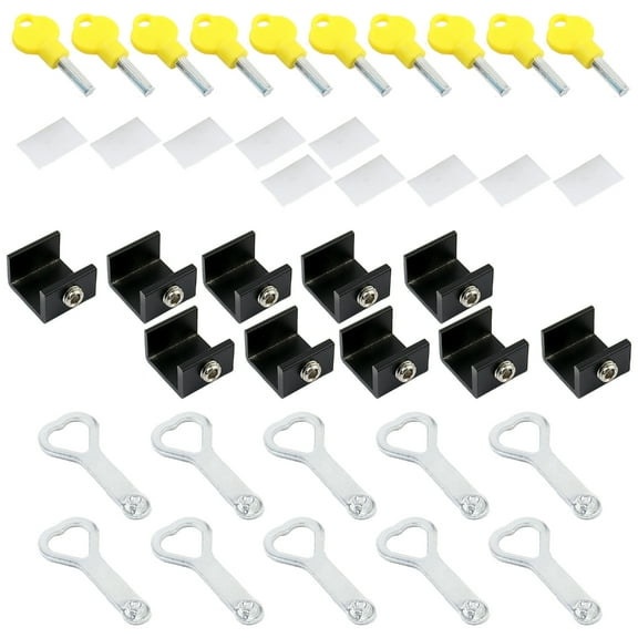 10Pcs Window Security Lock with Key Adjustable Sliding Window Stops Aluminum Alloy Window Stoppers Easily Install