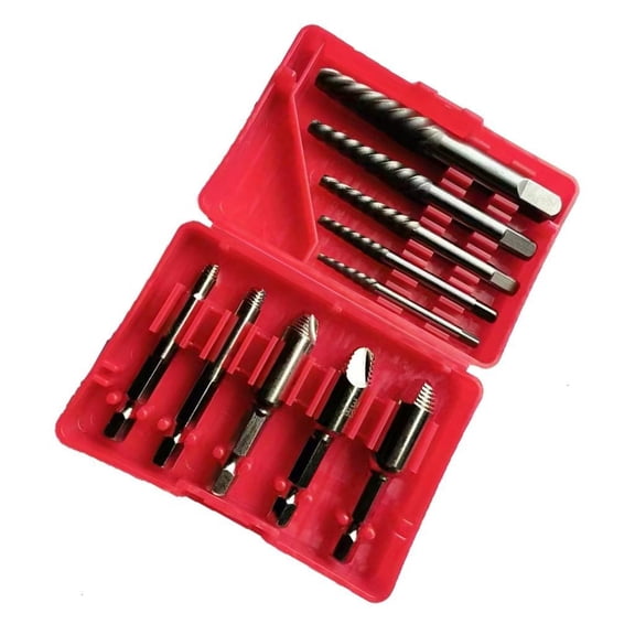 10Pcs Wire Break Extractor Remover Twist Drill Bit Set Conventional Tip Steel Drill Wood Tool Set with Plastic Box