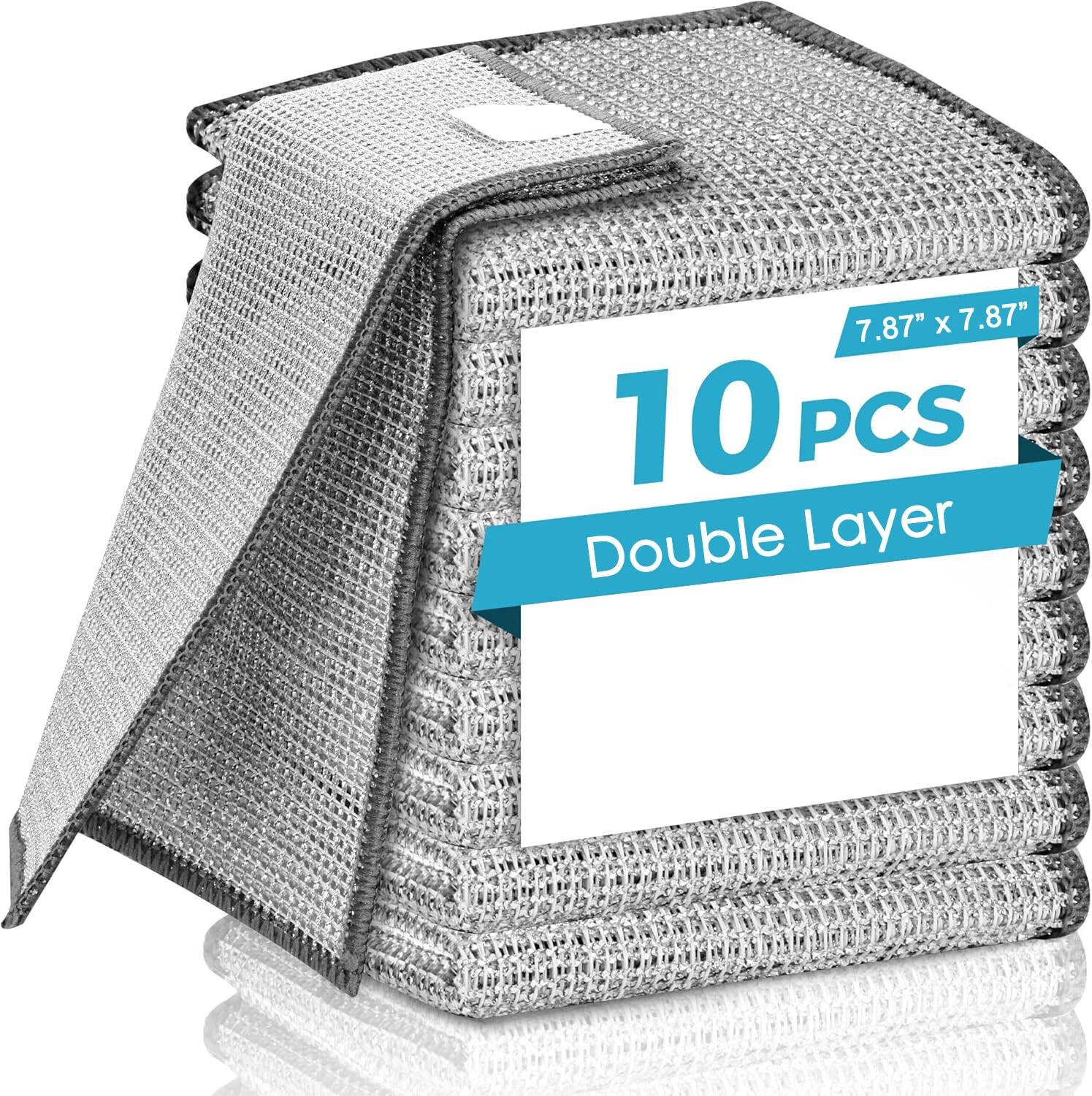 10Pcs Wire Dishwashing Rag Microfiber Cleaning Cloth Wet Dry Non ...