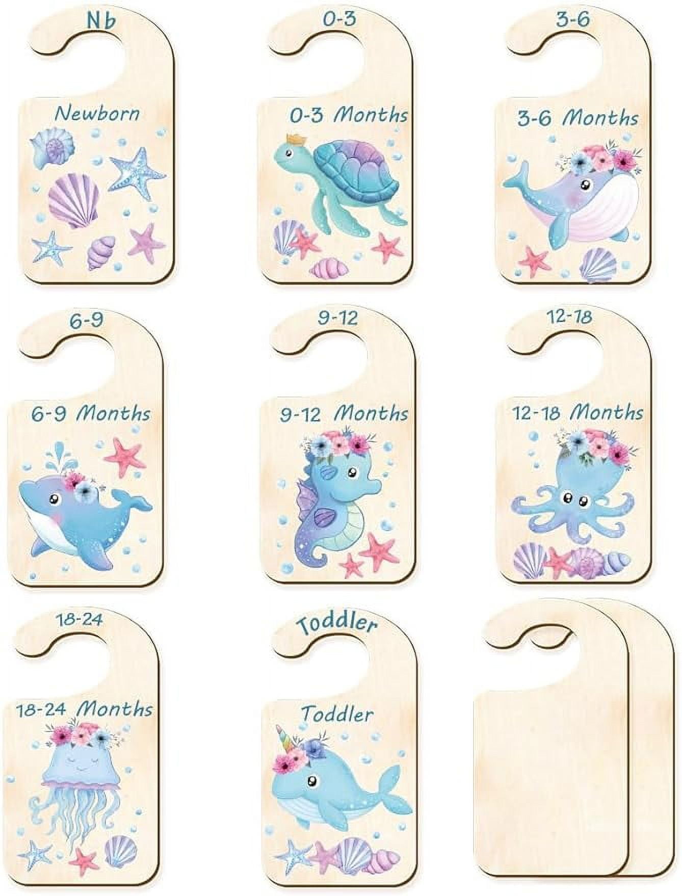 10Pcs Wood Baby Wardrobe Dividers Ocean Clothes Size Dividers Wreath Closet Organizers Nursery