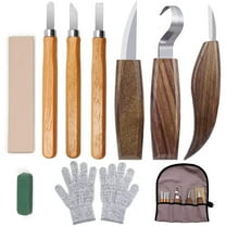 10Pcs Wood Carving Kit,Beginner Set With Resistant Gloves,Spoon & Whittling Knife,Sandpaper for Woodworking,Hand Tools Kits Blade Handle