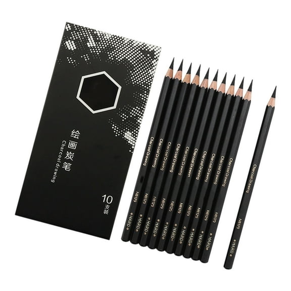 10Pcs Wood Charcoal Pencils Set For Sketching Drawing Artists Art Supplies