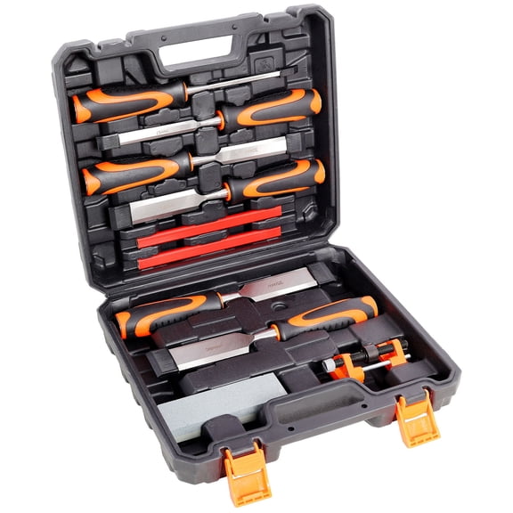 10Pcs Wood Chisel Set Including Honing Guide, Sharpening Stone, Durable Case For Every Tool Enthusiast