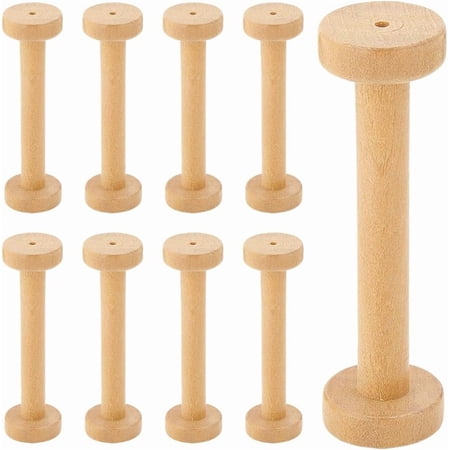 10Pcs Wood Sewing Embroidery Thread Spool Empty Bobbins for Embroidery and Sewing Machines BurlyWood 28x96mm for DIY