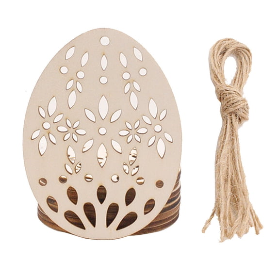 10Pcs Wooden Baubles Cartoon Unpainted Wooden Easter Ornaments Household Supplies