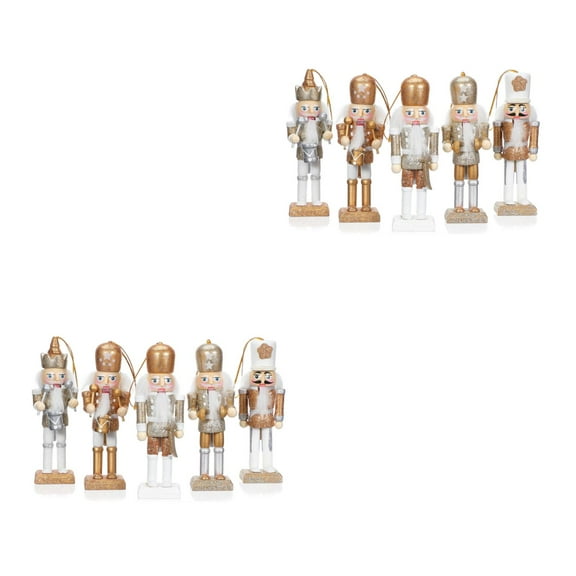 10Pcs Wooden Christmas Nutcracker Figures Ornaments Xmas Holiday Tree Decorations