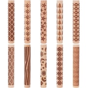 10Pcs Wooden Clay Texture Rollers Set for Pottery 10 Styles Ceramics Potters Stamp Roller Tools 102mm Textured Rolling Pins Modeling Pattern Rollers Kit for DIY Handmade Art Supplies